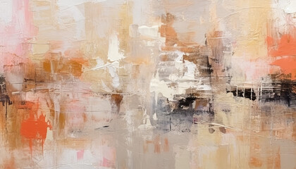 abstract oil painting with light pastel colors, oil on canvas  white, marine blue and amber orange,...