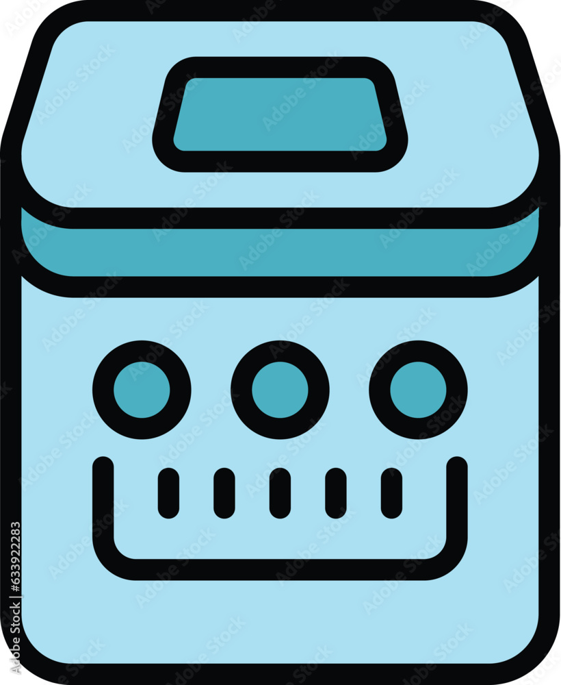 Poster bread maker icon outline vector. breadmaker food. button control color flat