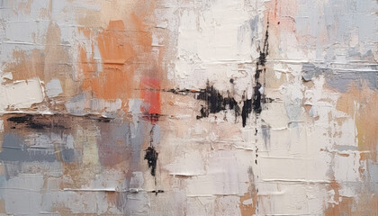 abstract oil painting with light pastel colors, oil on canvas  white, marine blue and amber orange, wallpaper, background, use of palette knives, realistic hyper-detail, expressive brush strokes