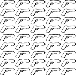 Many cartoon identical pistols or guns or firearms.