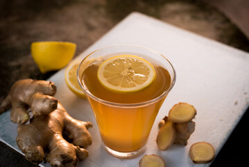 ginger tea with mint and lemon