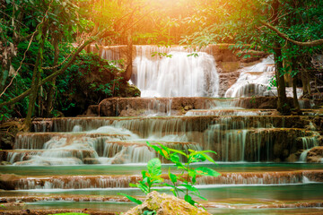 Huay Mae Kamin Waterfall, beautiful waterfall in Kanchanaburi, thailand