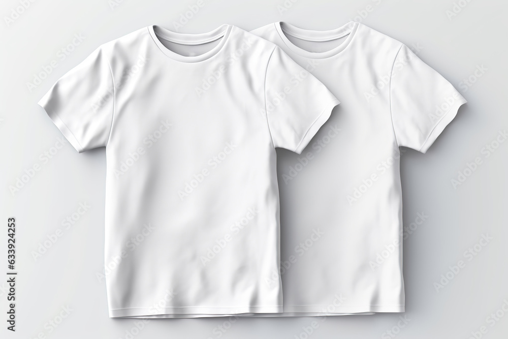 Wall mural Blank white t shirt template for mockup in white background