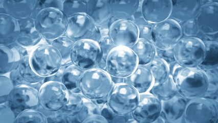 3D rendering of liquid bubble on water, Cosmetic background