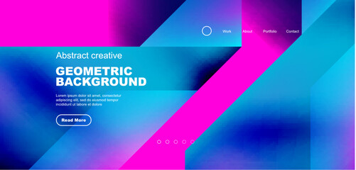 Fluid gradient geometric triangles, abstract landing page background. Minimal shapes composition for wallpaper, banner, background, leaflet, catalog, cover, flyer