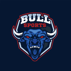 Vector of bull mascot with esport illustration style
