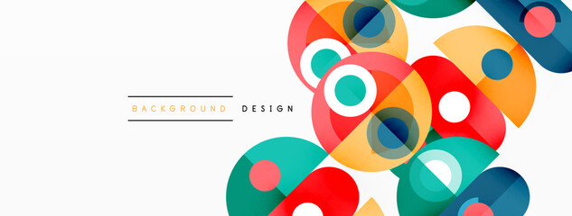 Simple circles and round elements pattern. Minimalist design geometric landing page. Creative concept for business, technology, science or print design