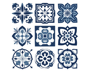 Oriental ceramic tile pattern set