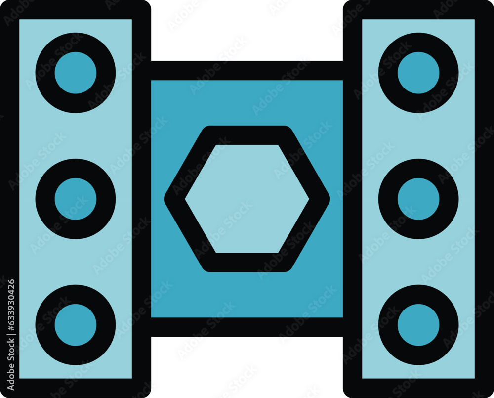 Poster monitor bracket icon outline vector. vesa display. control lcd color flat