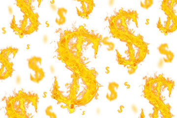 Digital png illustration of burning dollar symbols on transparent background