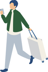 クリスマスに旅行を楽しむ男性