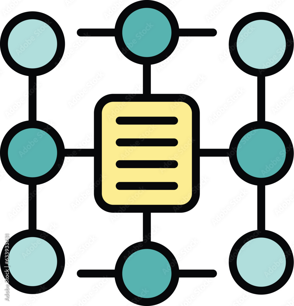 Poster workflow scheme icon outline vector. work process. gear system color flat
