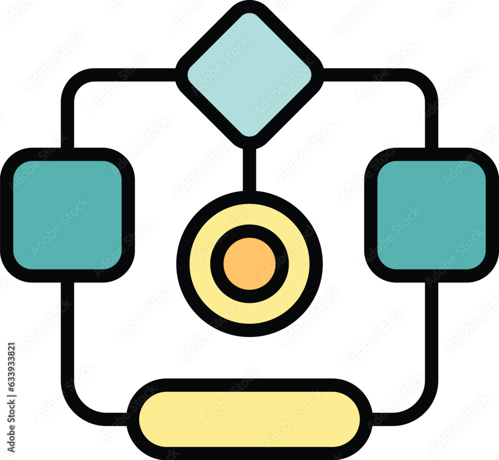 Poster workflow system icon outline vector. work project. web plan color flat