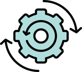 Gear system icon outline vector. Workflow web. Team arrow color flat