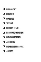 Digital png illustration of list of symptoms on transparent background