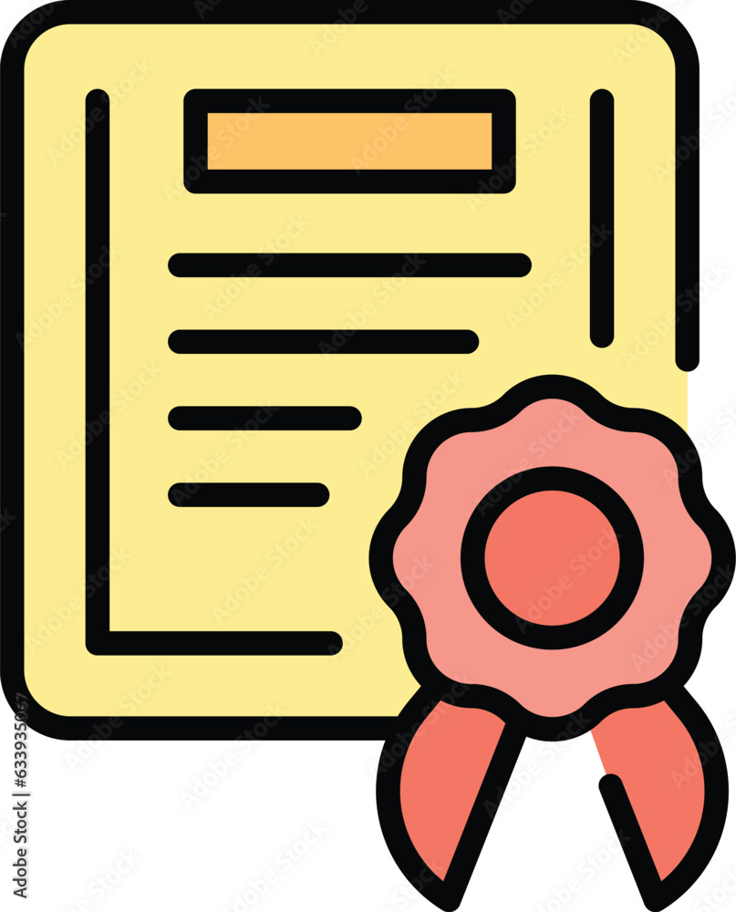 Poster workflow diploma icon outline vector. flow gear. system strategy color flat