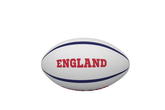 Digital png illustration of rugby ball with england text on transparent background