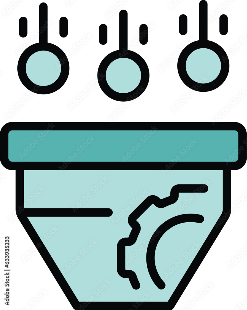 Poster workflow funnel icon outline vector. work project. business gear color flat