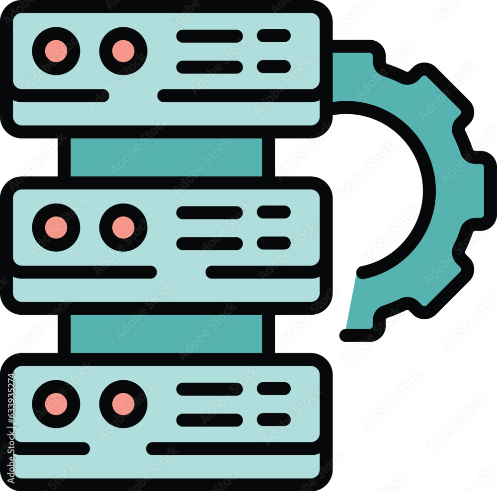 Poster server workflow icon outline vector. work process. plan team color flat