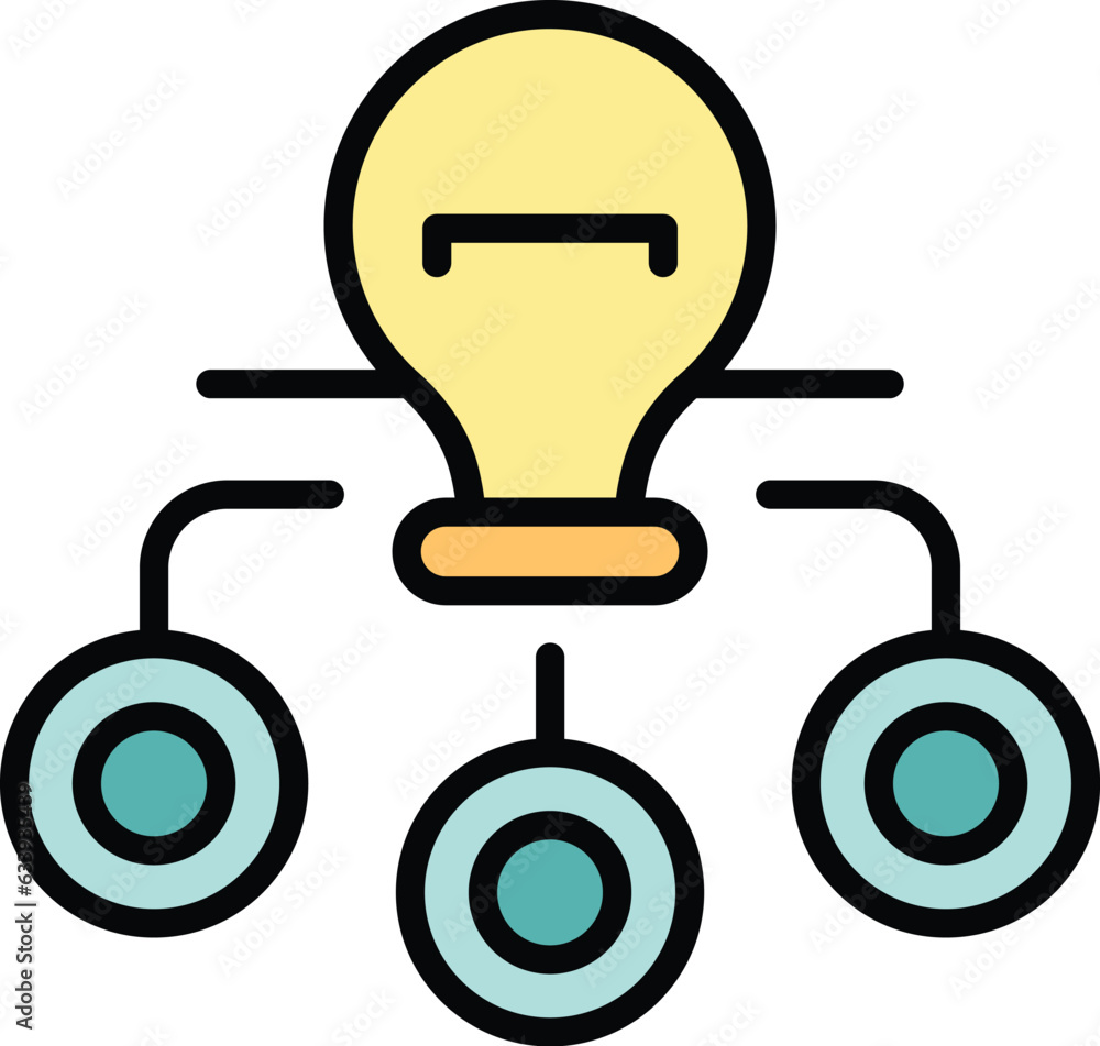 Aufkleber workflow idea icon outline vector. work gear. strategy system color flat