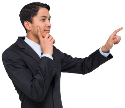 Digital png photo of biracial businessman on transparent background