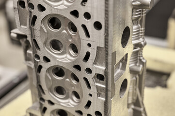 Aluminum cylinder heads of auto engine ready for assembling