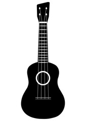 Obraz premium ウクレレの白黒シルエットイラスト