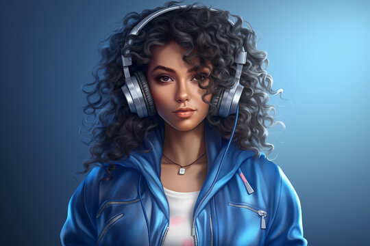Animation of a girl with curly hair