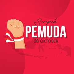 Sumpah Pemuda celebration. Indonesia Youth Pledge October 28th with hand fist illustration