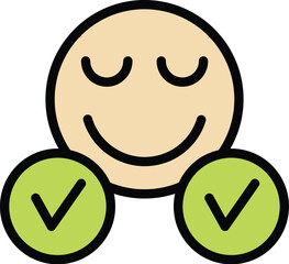 Positive marketing icon outline vector. Customer help. Online business color flat