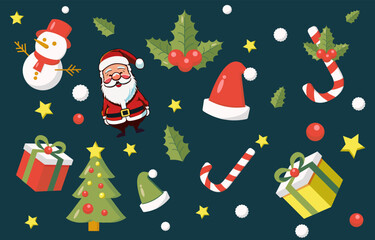 Joyful Xmas element Creations santa holiday gift snow season ornament  design for template 