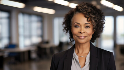 Fototapeta premium Confident African American Businesswoman in Work Attire