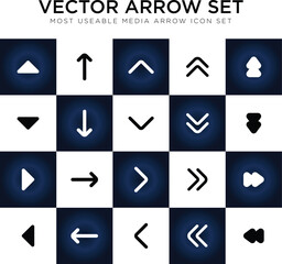 Most useful vector arrows set black and white color
