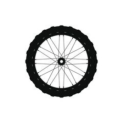 Bicycle wheel symbol, vector. Bike rubber. Mountain tire