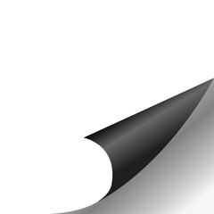 Page curl with shadow on a blank sheet of paper