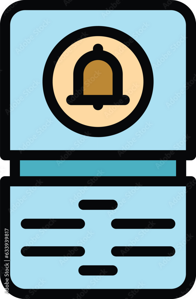 Poster video intercom bell icon outline vector. door system. phone camera color flat