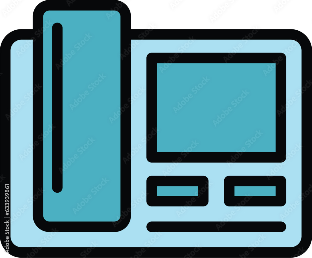 Poster video intercom camera icon outline vector. security bell. control access color flat