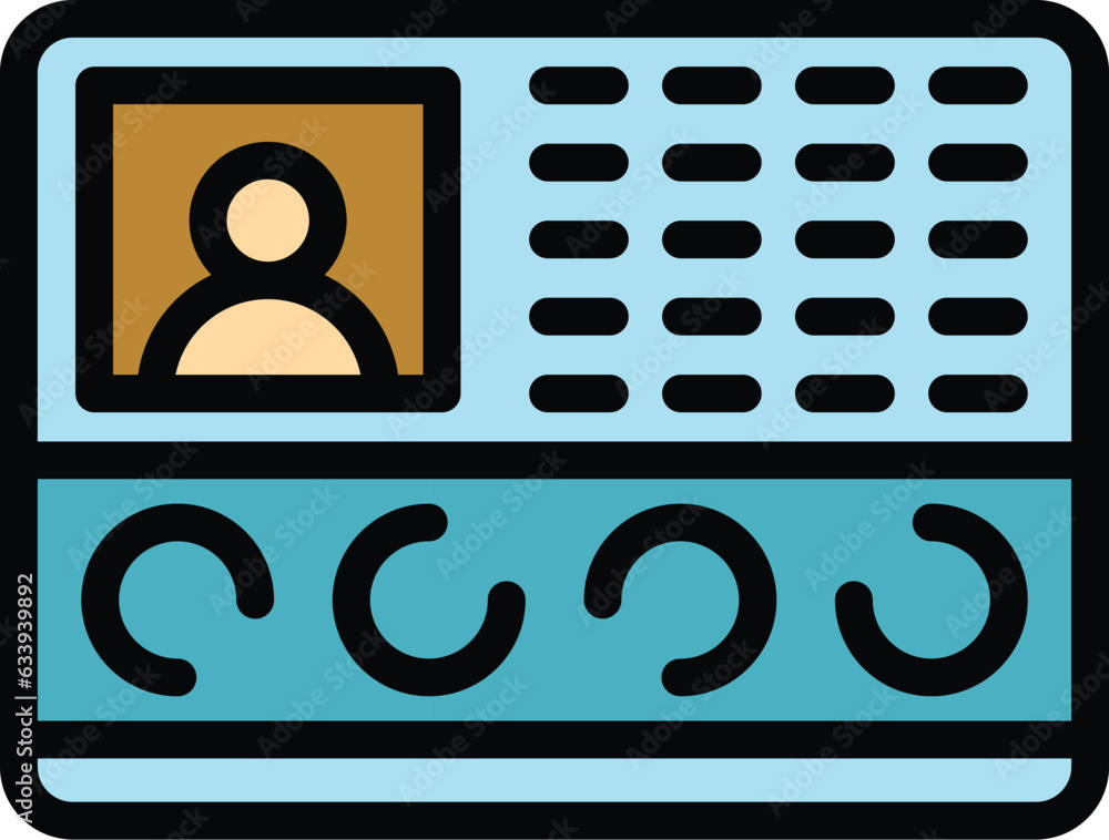 Aufkleber video intercom security icon outline vector. door system. bell camera color flat