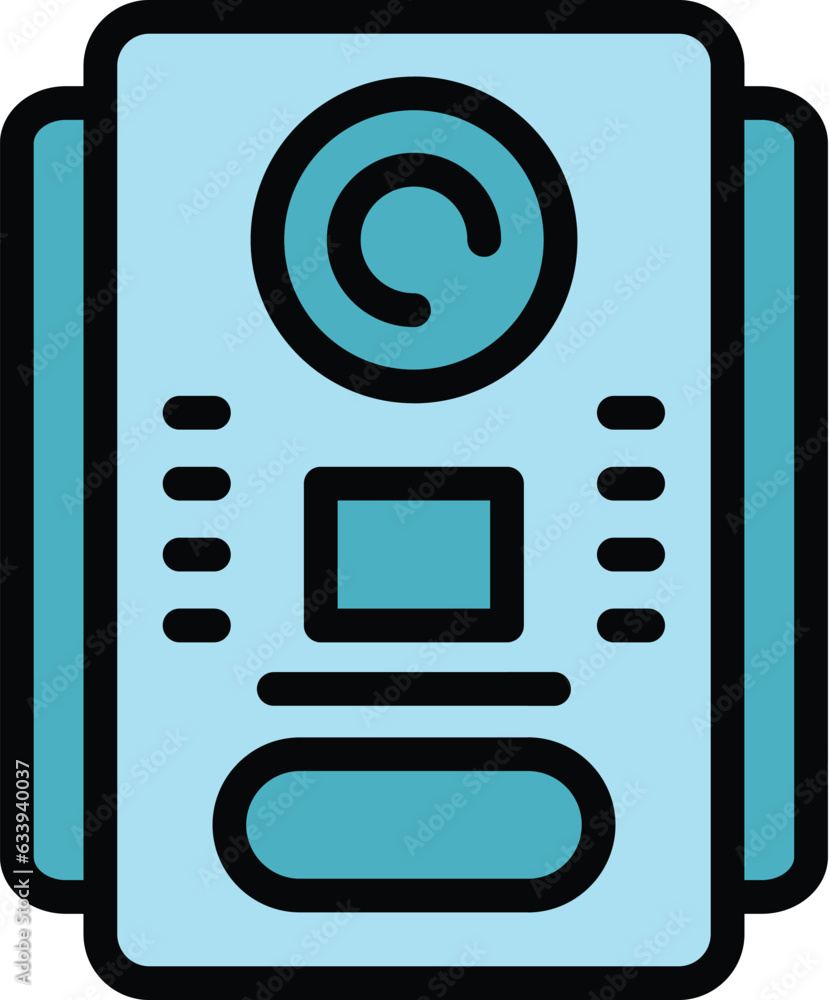 Poster video intercom control icon outline vector. door system. camera security color flat