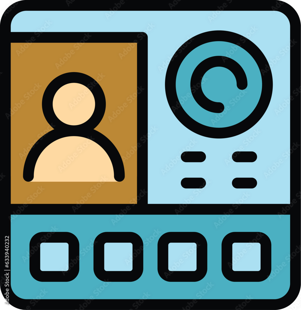 Poster call video intercom icon outline vector. alarm panel. home access color flat