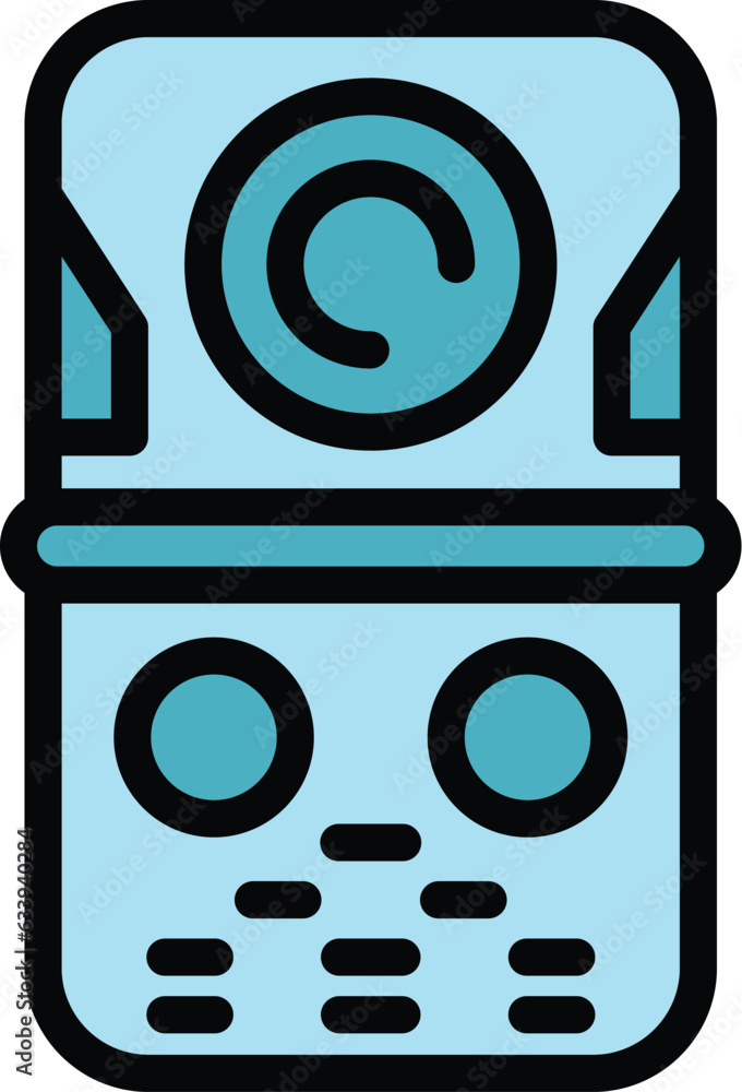 Poster video intercom monitor icon outline vector. door system. entrance control color flat