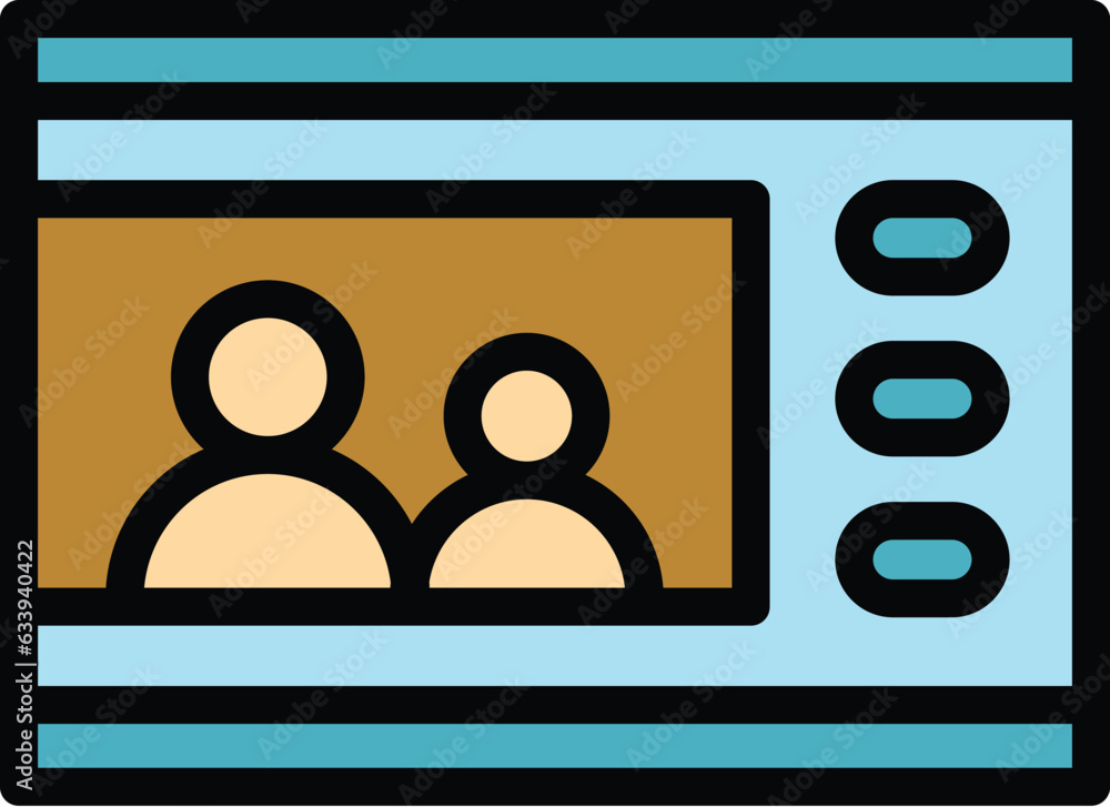 Poster delivery video intercom icon outline vector. door system. camera security color flat