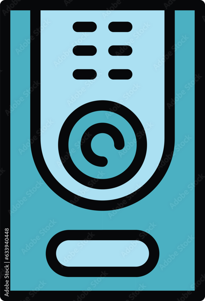 Poster wall video intercom icon outline vector. door system. phone camera color flat