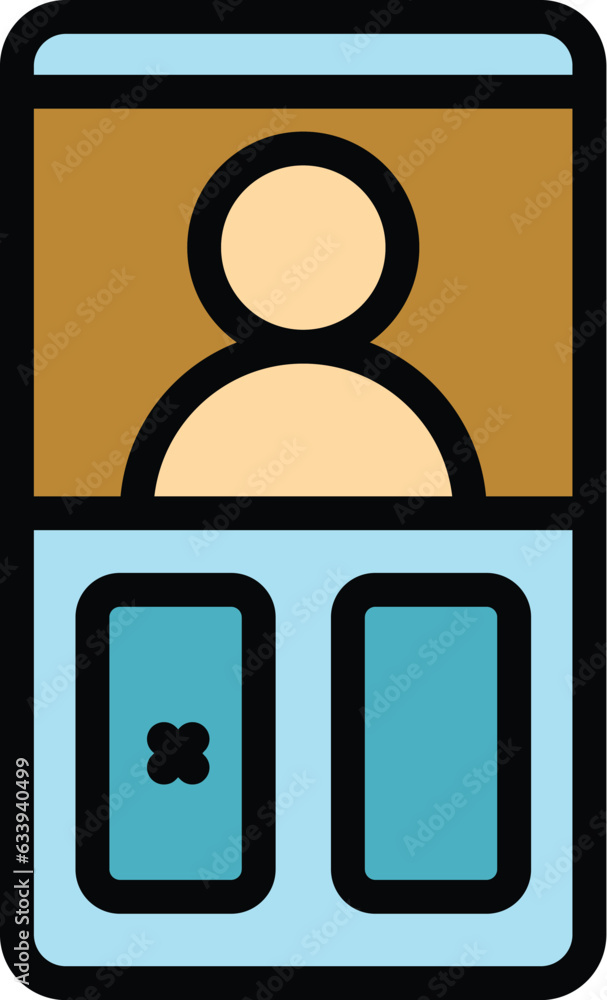Poster finger video intercom icon outline vector. door system. security camera color flat
