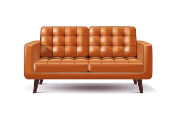 Brown leather sofa. Vector illustration design.