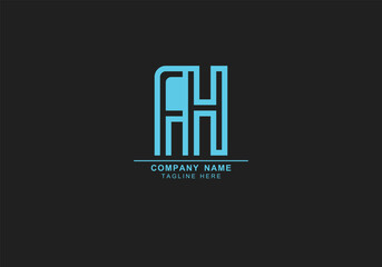 AH or HA minimal line art logo