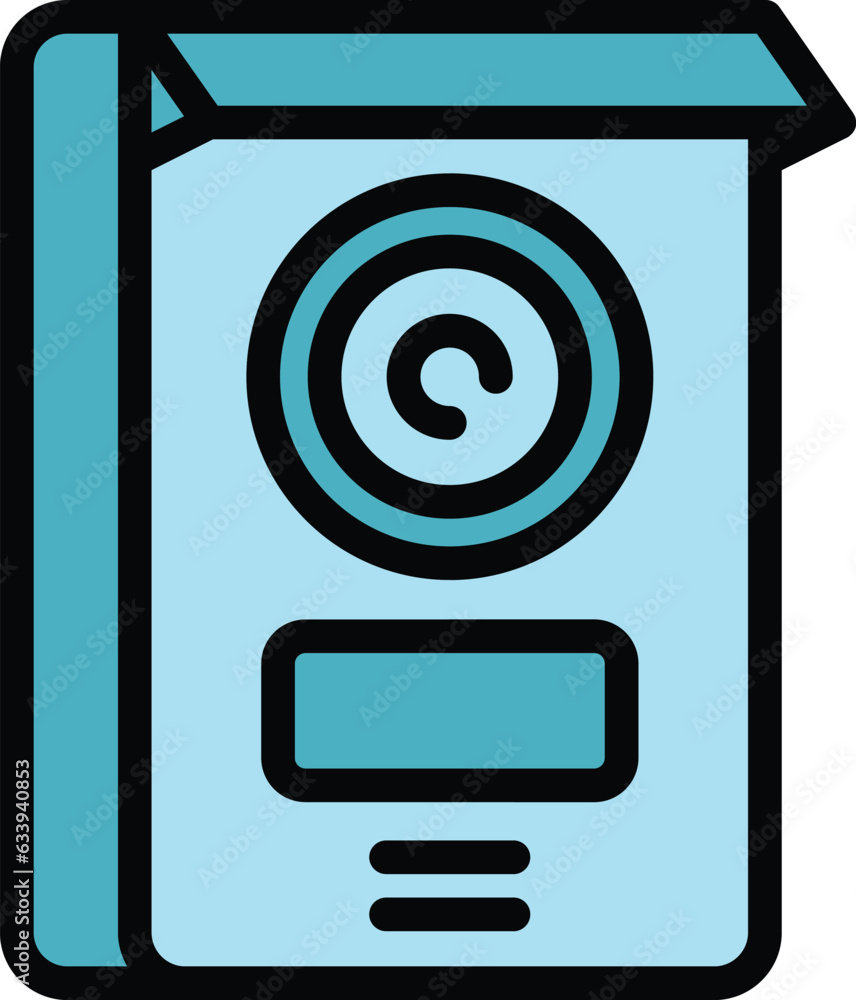 Poster video intercom equipment icon outline vector. door system. camera security color flat