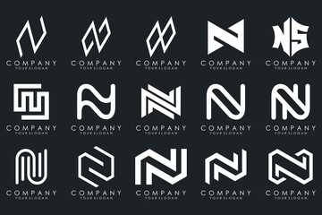 set of Abstract letter N logo design. modern creative logotype monogram icon design inspiration.