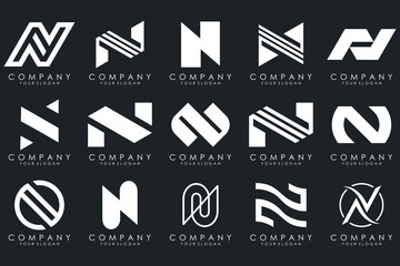 set of Abstract letter N logo design. modern creative logotype monogram icon design inspiration.