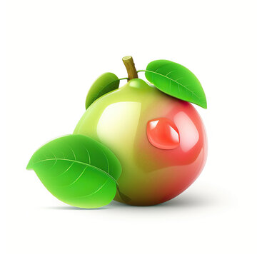 ai generated illustration of whole 3d whole guave isolated white